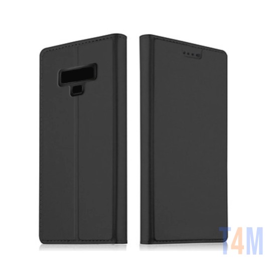 Funda Abatible de Cuero con Bolsillo Interno para Samsung Galaxy Note 9 Negro